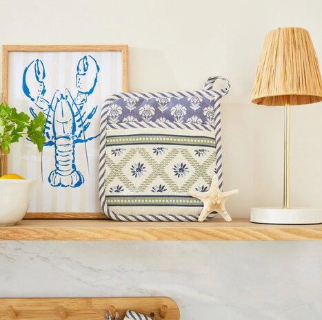 Ulster Weavers Pot Mitt Coastal Treasures in blue