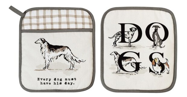 Ulster Weavers Pot Mitt Country Dogs in brown