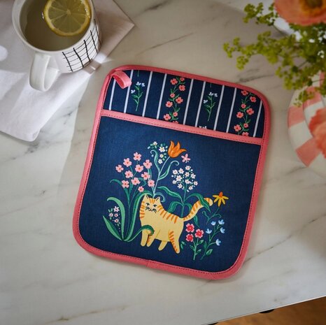 Ulster Weavers Pot Mitt Marmalade Meadow in navy